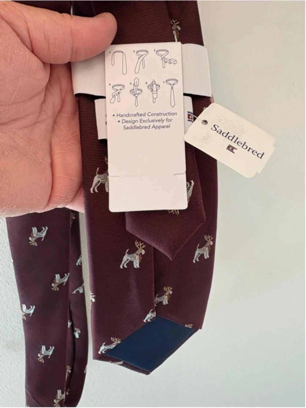 Saddlebred Christmas Reindeer Neck Tie Burgundy Holiday Novelty Tie 58”